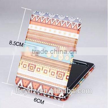 Hot Selling Foldable Double-Sides Nationalistic Style PU Stainless Steell Makeup Mirror