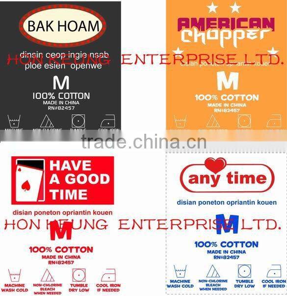 T-shirt iron on heat press label transfer printing on .