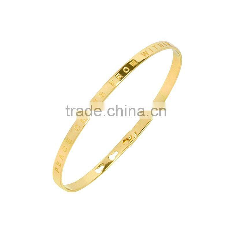 Memories Bangles with Customize Design Word 'PEACE COME FROM WITHIN' with 4mm/7mm Width