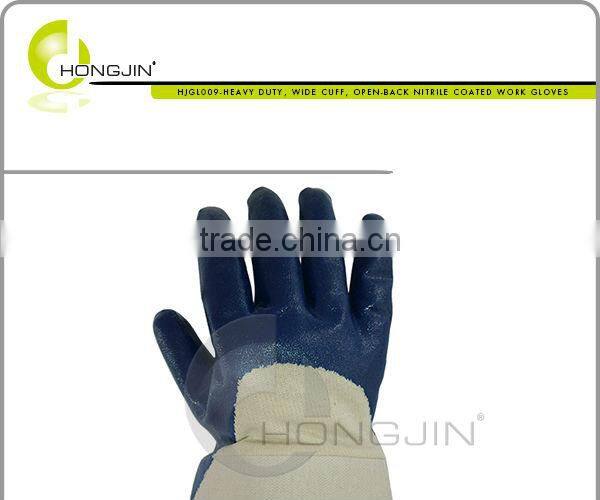 Heavy Duty, Wide Cuff, Open-Back Nitrile Coated Work Gloves