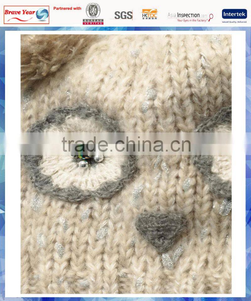 women owl face knit cute hats/funny knitted owl hat/cartoon knitted hat