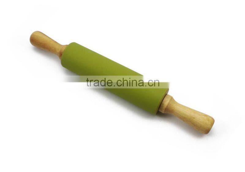 Silicone Rolling Pin with Wood Handle