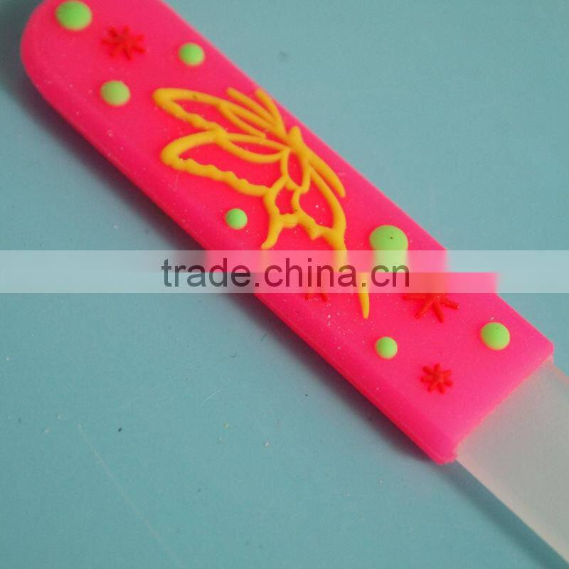 BLC-001 14cm Soft rubber handle with glass nail files wholesale