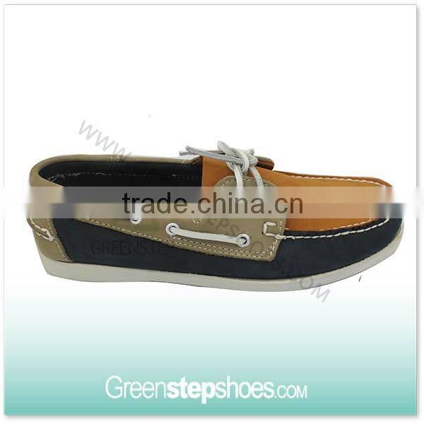 Laser cut outsole moccasin cow leather men boat shoes