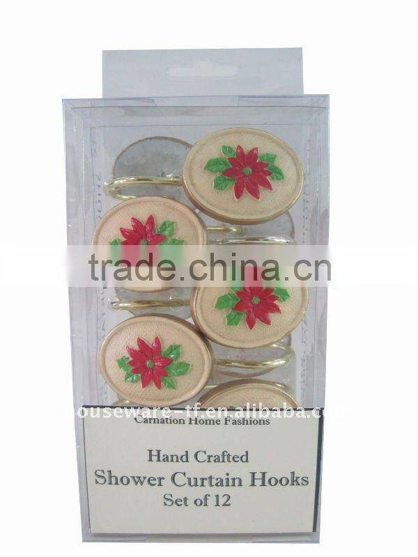 HOT DELLING 1 SET OF 12 PCS RESIN SHOWER CURTAIN HOOKS