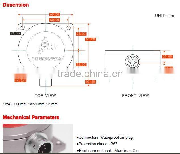 TL618D High Performance Gyroscope Sensor /Angle Rate Sensor With Electromagnetic Interference Resistant , Waterproof