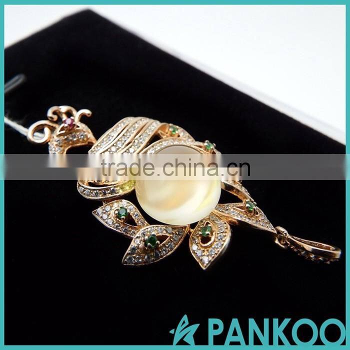 wholesale 925 sterling silver jewelry gold-plated white chalcedony Phoenix subsection luxurious pendant