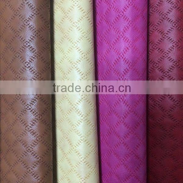 Printed and embossed PU women shoes leather material