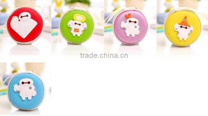 wholesale Zipper 3D custom cartoon big hero animal printing wallet pouch Cute rubber Silicone Emoji round shape euro coin purse