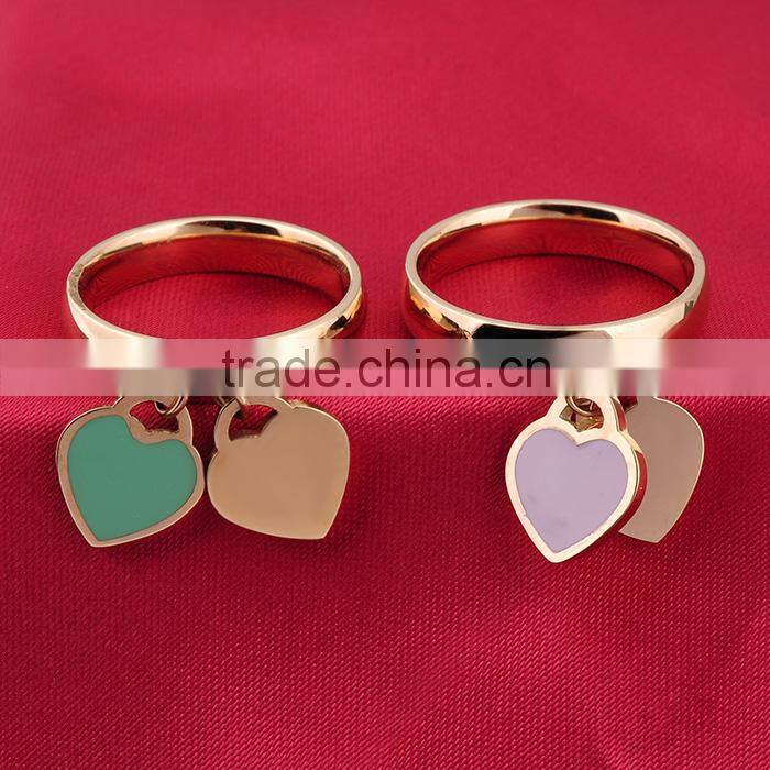 New Arrival Stainless Steel Enamel Heart Ring Woman