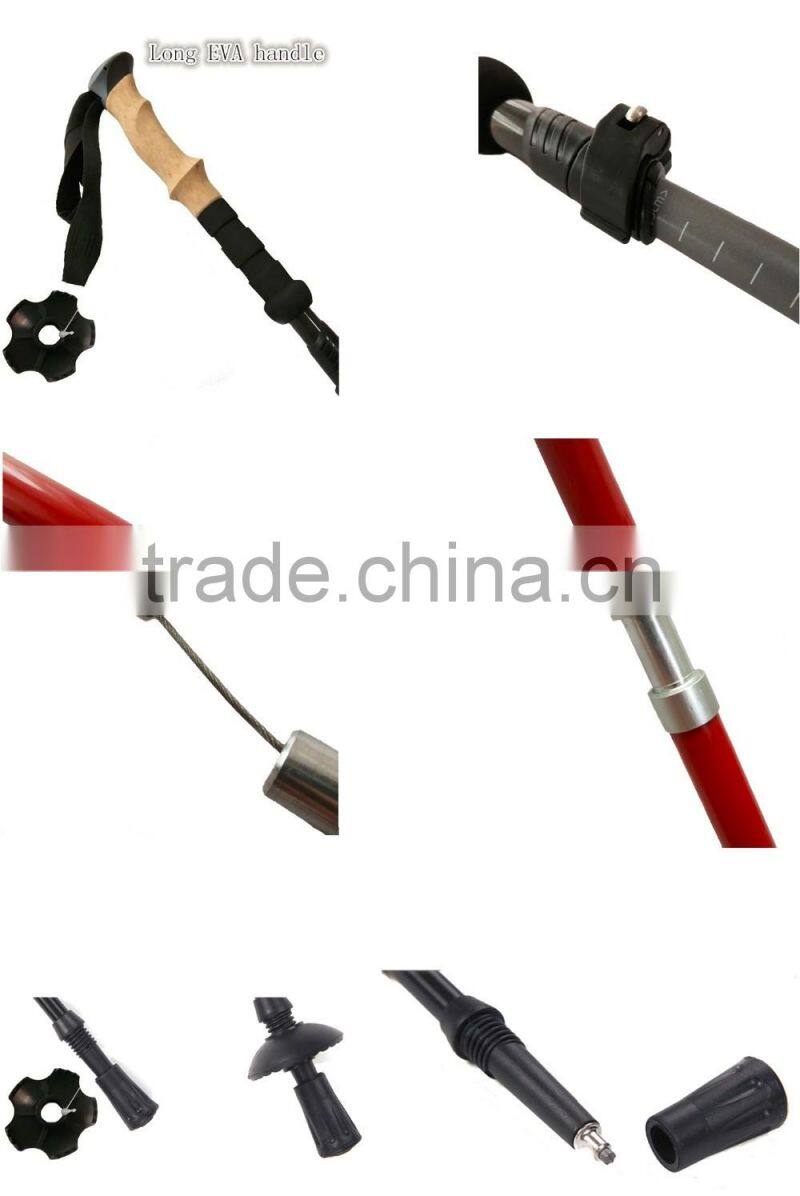 carbon fiber&alumium telescopic trekking nordic folding walking pole