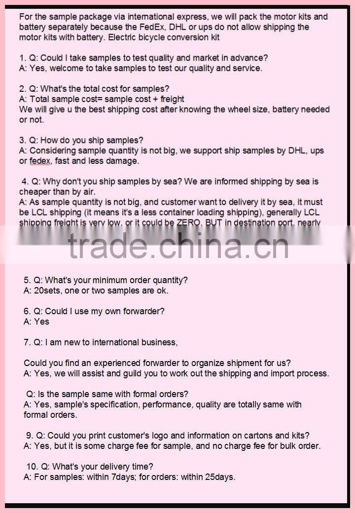 36v 350w 10AH electric bike conversion kit chinese Water bottle