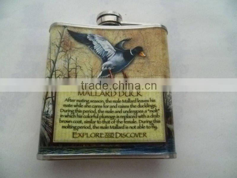 2011 new water-tranfer stainless steel hip flask