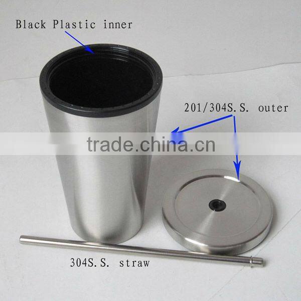 16oz Stainless steel outer plastic starbucks coffee mug with embossed logo