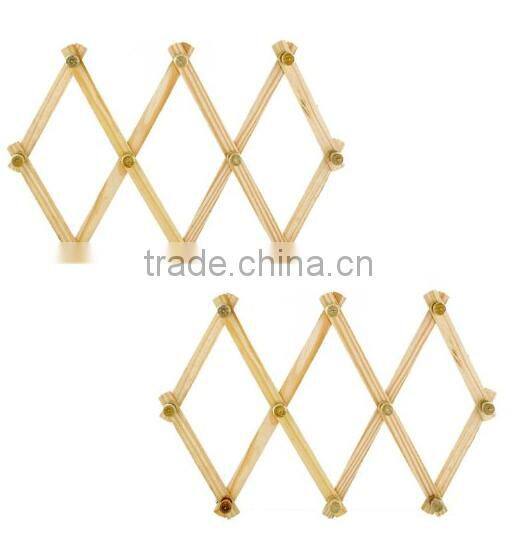 10 Hooks unfinished cheap wall mount wood coat rack wholesale