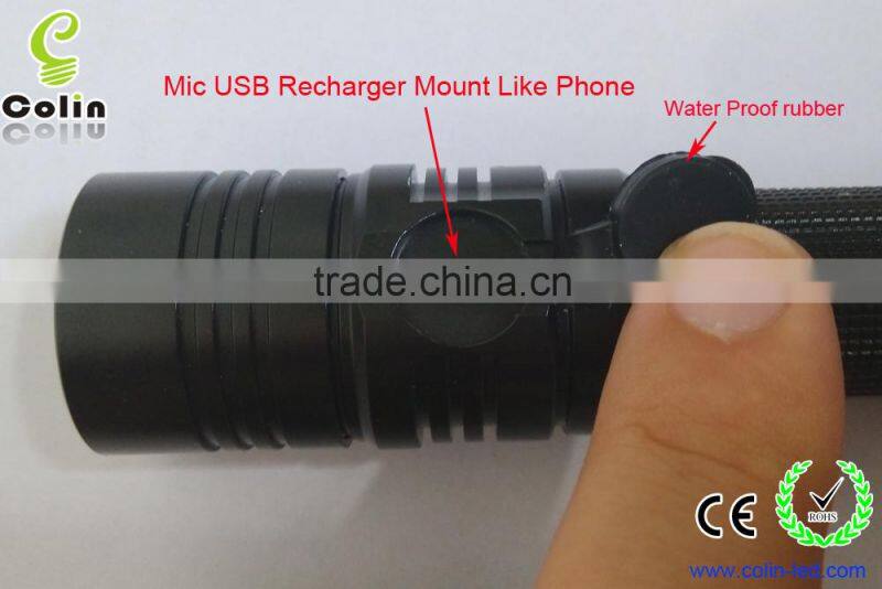 2015 Super Power Rechargeable Led Aluminium Flashlight mini led flash light