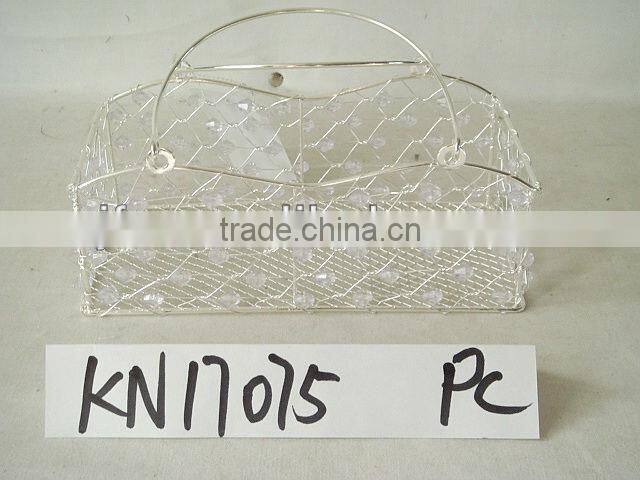 Handmade rectangle white hanging wire storage basket