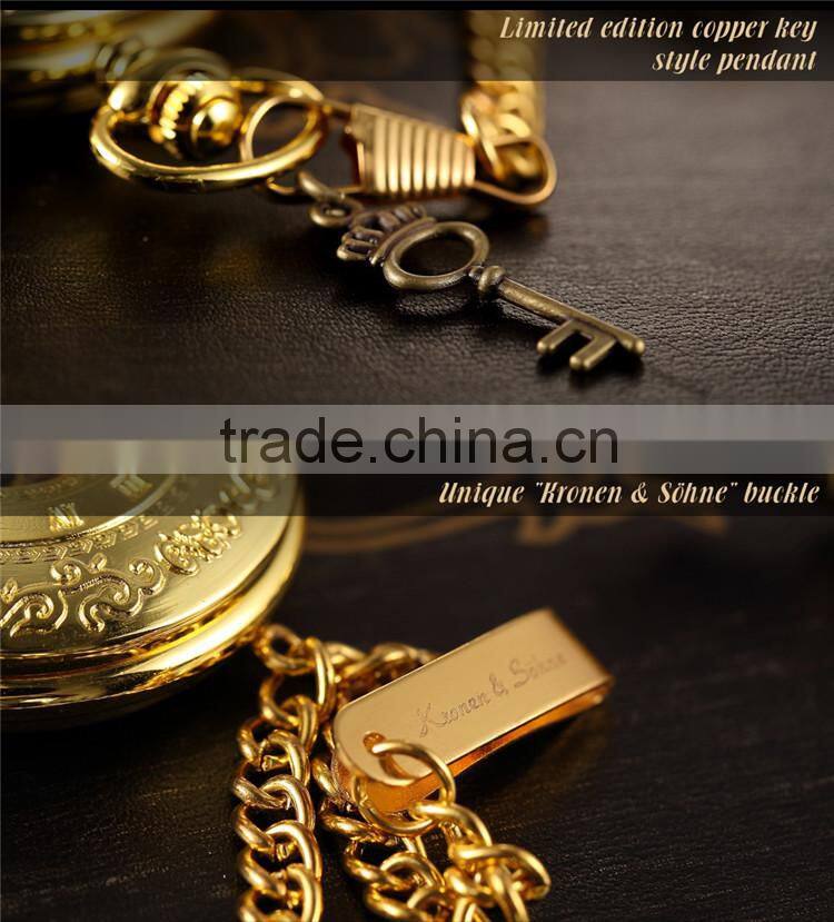 Skeleton Steampunk Transparent Half Hunter Roman Dial Gold Mechanical Pocket Watch