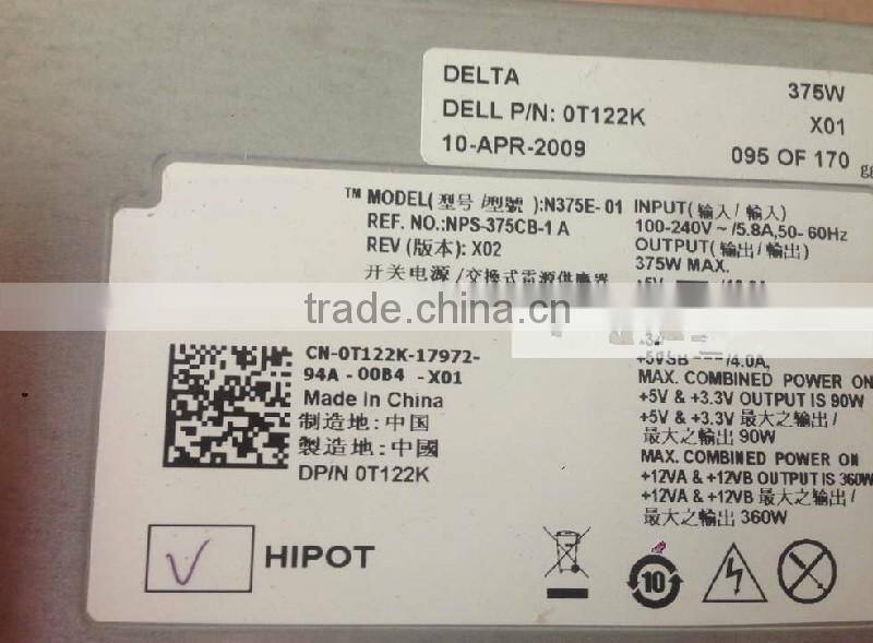 0T122K T122K CN-0T122K N375E-01 NPS-375CB-1 A 375W T310 Server Power Supply 100% tested OK