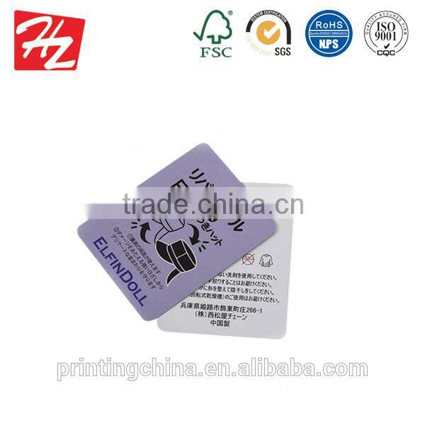 Brand lead china custom printing folded paper hang tags for wholesales