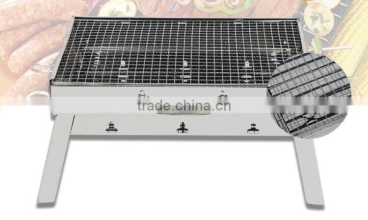 BBQ grill white stainless steel family use easy to take outdoor