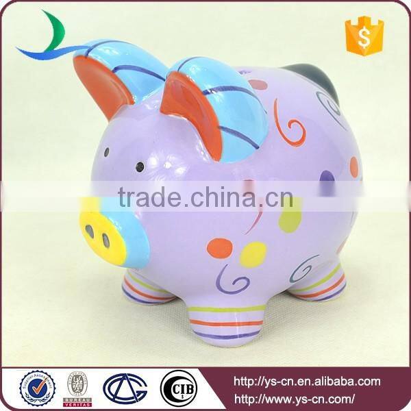 YScb-1 Wholesale hand paint ceramic piggy bank for kids