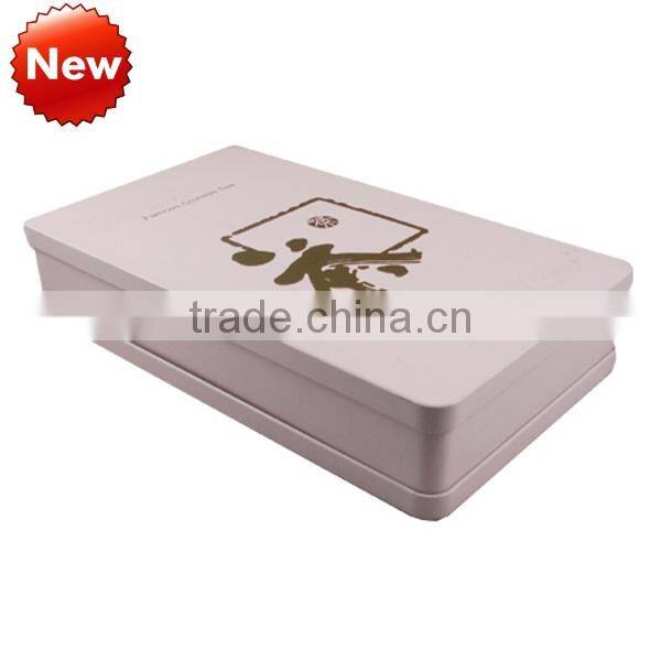 rectangular metal tea tin box