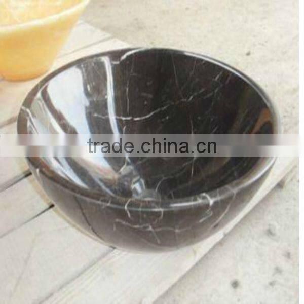 Polished Nero Marquina Black Marble Bathroom Vanity Wash Basins