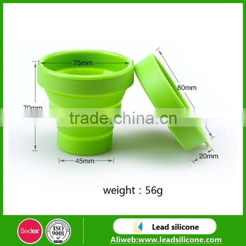 Eco-friendly Collapsible Silicone Coffee Cup For Camping/Silicone Flodable Cups With Lids