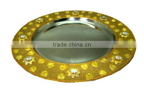 Stainless Steel Colorful Bead Charger Plate