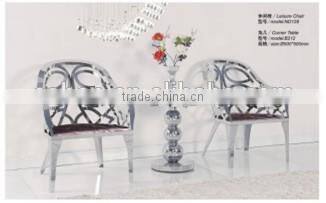 used hotel furniture hotel stainless steel chair / dairy cow leather sofa chair ND128