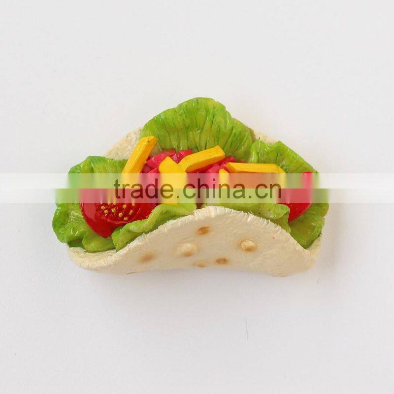 custom design rolling bread with vegetable and meat 3D resin fridge magnet