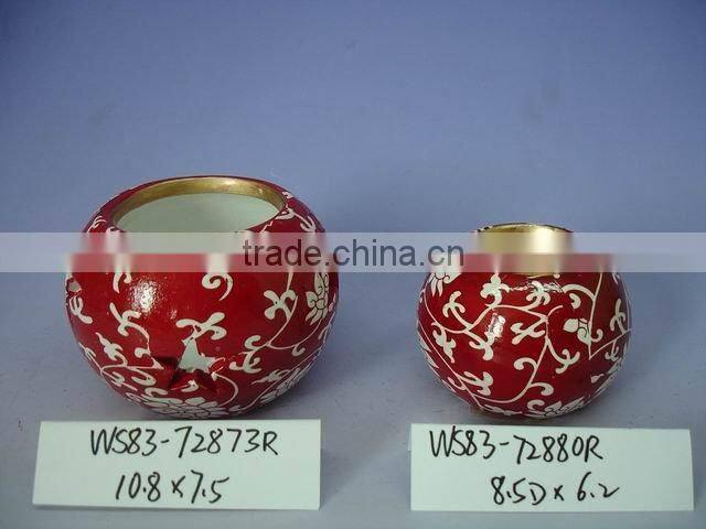 Cheap Terra Cotta red glaze Xmas Candle Holder