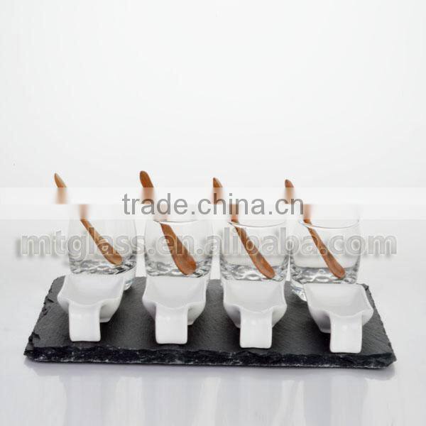 Novel high quality ceramic and glass ice cream serving bowl,long handle dessert spoon