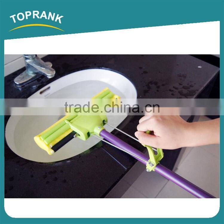 Toprank Newest Design Telescopic Aluminum Mop Handle Easy Dry 360 Smart Sponge Mop Floor Cleaning Sponge Roll PVA Mop