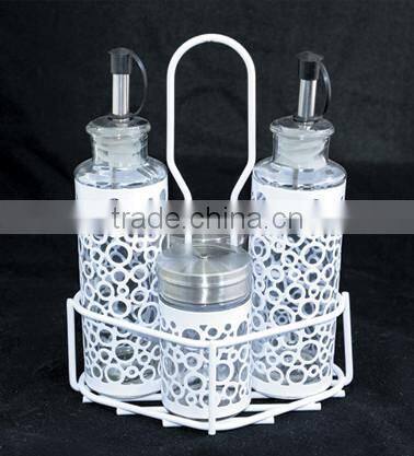 hollow out of skin glass oil bottle white sleeve kitchenware set