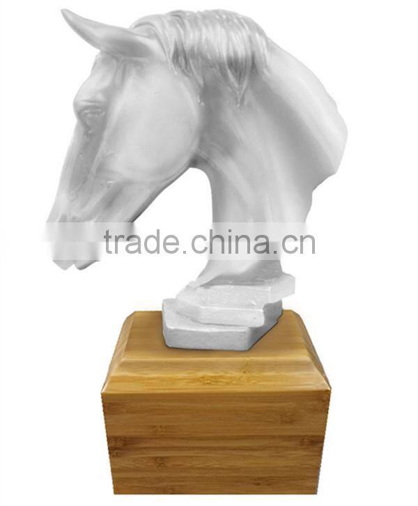 Resin Horse Head Urn Stand With Bamboo Base