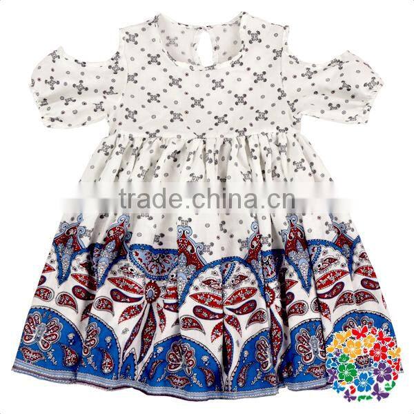 Black Vintage Style Print Girl Dress Wholesale Smocked Dresses