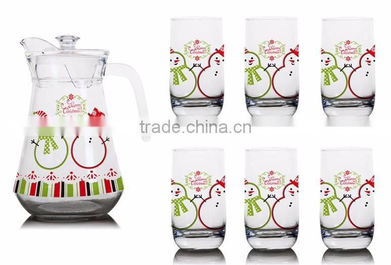 1000ml 1300ml glass pitcher sets glass jar and 6pcs cup set glass col water jug set