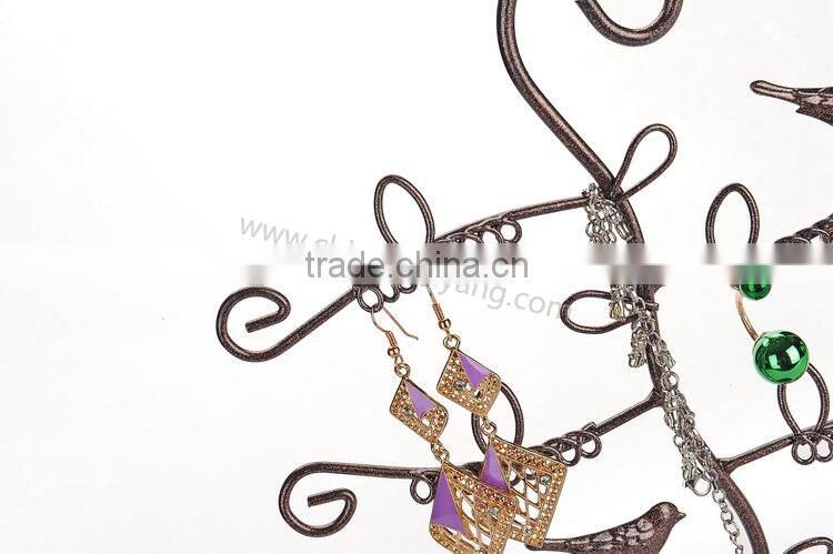 Metal display stand for jewelry bird earrings holder