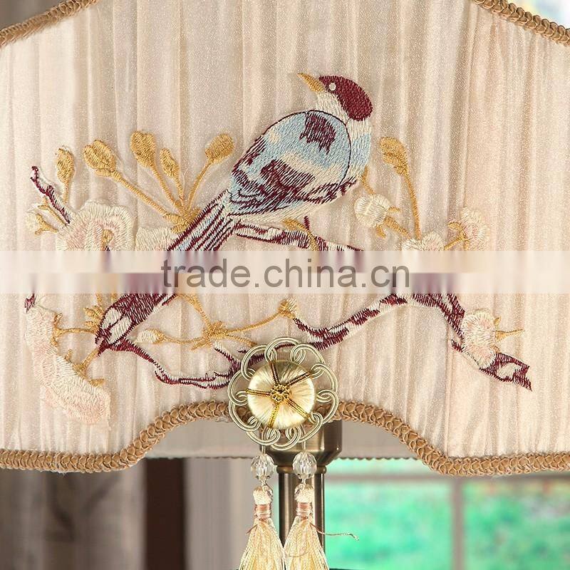 Finely Cast Exquisite Chinoiserie Style Brass and Crystal Table Reading Lamp with Beautiful Embroidered Lampshade BF12-04124a