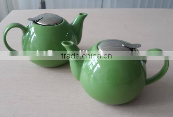 BTHJC-5 Ceramic green teapot with S/S lid and fliter