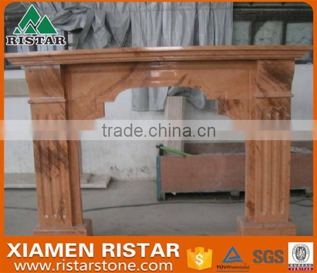 For sale yellow wooden vein marble fireplace surround mantel RST-FP-K034