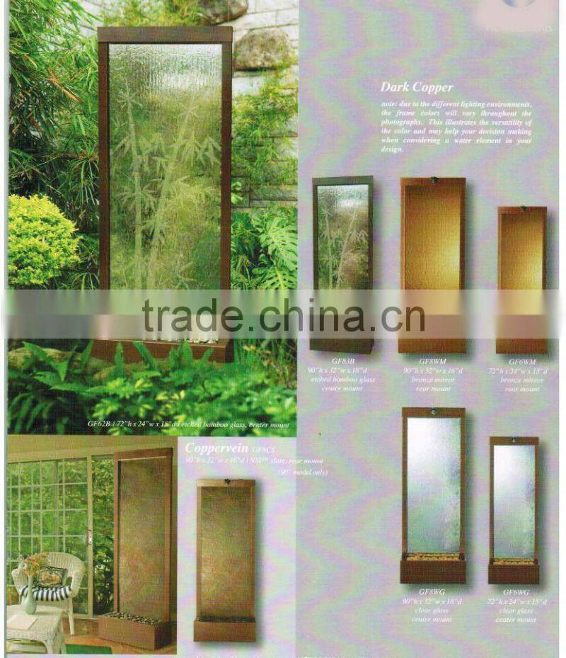 stainless steel frame glass waterfall green bamboo furniture