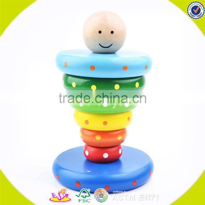 Wholesale cheap kids wooden vegetables stacking blocks toy educational baby wooden vegetables stacking blocks toy W13D078