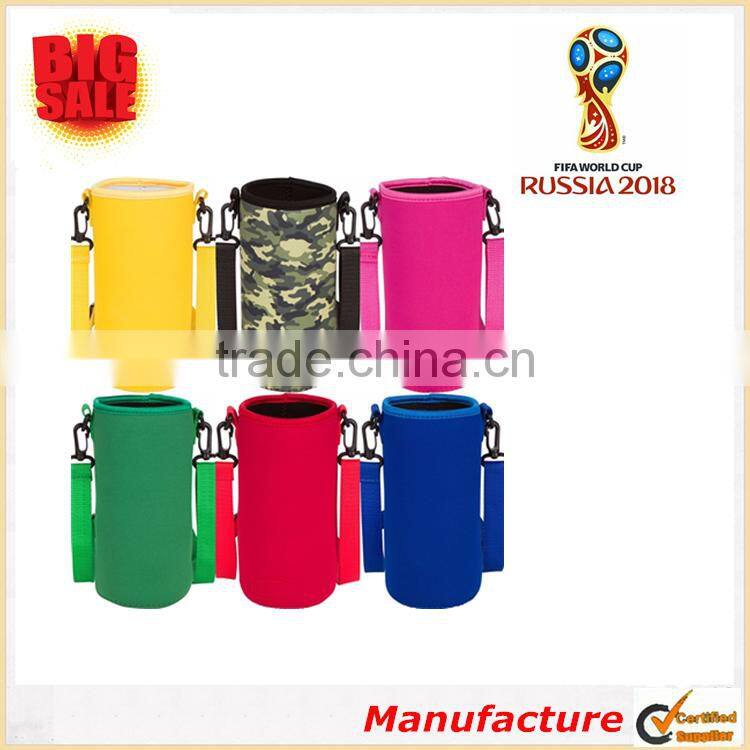 2018 The World Cup Neoprene Water Cup Holder with Adjustable Shoulder Strap