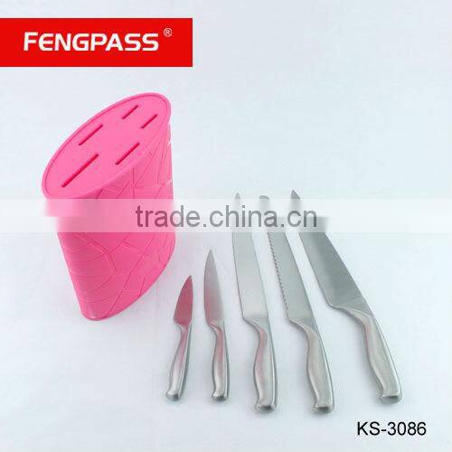 Rose red color modern knife block(346-389-476)