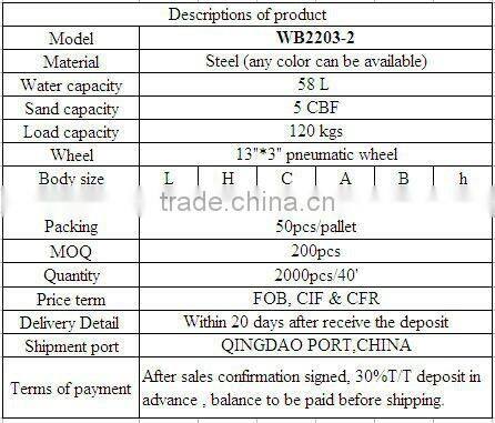 Heavy duty 120kg 60L construction building concrete wheel barrow WB2203