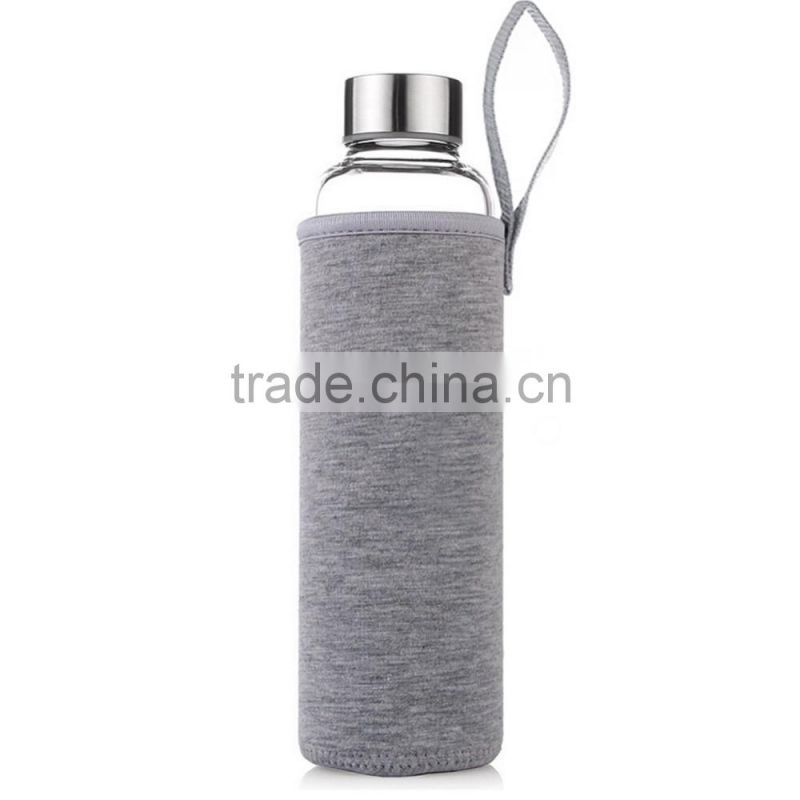 Hot Selling New Clear Glass Sport Water Bottle With Protective Bag 360ml/550ml Fruit Outdoor Bike Bottles Excellent Qualtiy