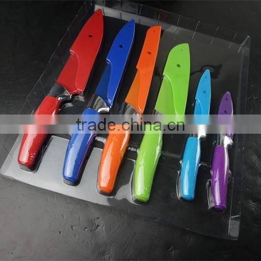 51006 6 pcs non-stick knife set with rubber handle